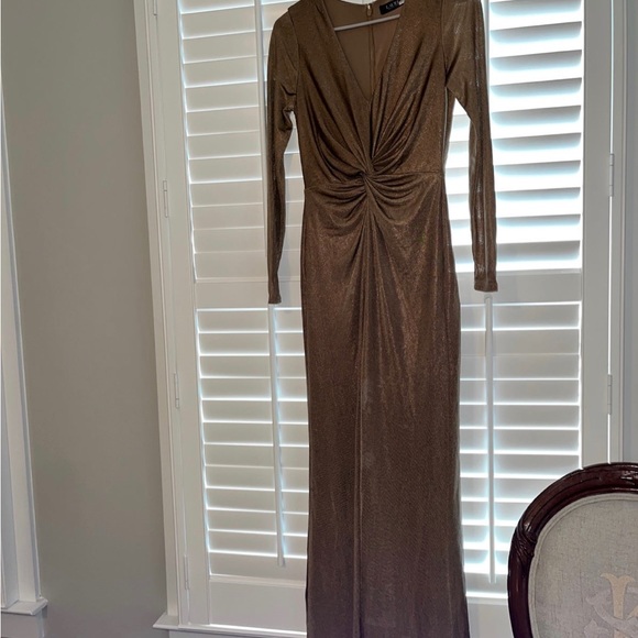 Ralph Lauren Size 0 Nadria Dress gold metallic gown - Picture 3 of 9